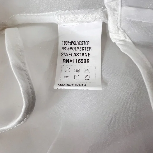 #A049 FT INC White Organza Ruffle HI -LO top with Rosette Detail - XL - Picture 6 of 10